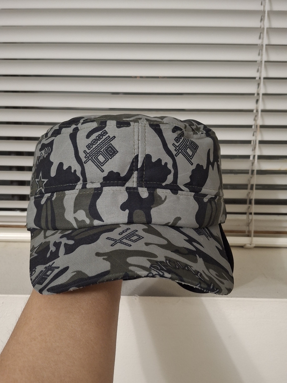 Mens Camo Military Cadet Cap Winter Hat Fleece Lined Fold Down Ear Flaps Adj
